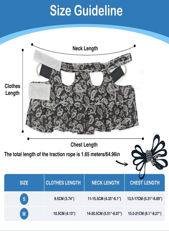 hokable Guinea Pig Harness Skirt Clothes and Leash, Adjustable Hamster Ferret Harness and Leash Set, No Pull Walking Vest for Ferrets, Chinchillas and Similar Small Animals (Black S - Image 2